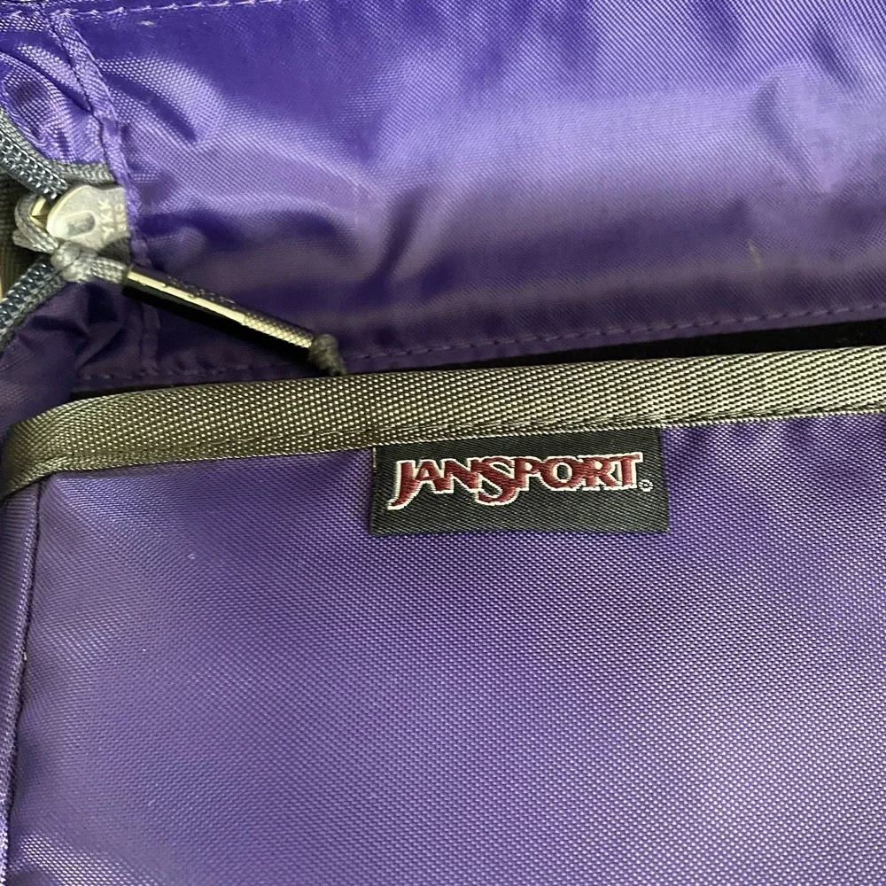 Vintage JanSport Laptop Organizer Bag Gray Purple Briefcase Messenger Bag 90s Y2